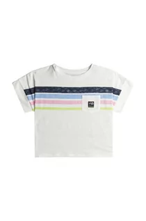 Koszulki dla dziewczynek - Roxy t-shirt bawełniany dziecięcy SWIMMININTHESTA kolor biały - grafika 1
