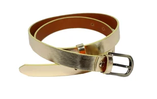 Pasek Skórzany PAS-MAX (PL) Damski ''POŁYSKUJĄCY'' Skóra Licowa 25 mm Wąski ZŁOTY - Paski - miniaturka - grafika 3