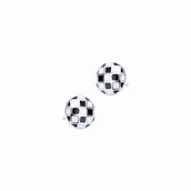 Biżuteria dla dzieci - Srebrne Kolczyki 925 Szachownica Piłka sztyft - miniaturka - grafika 1