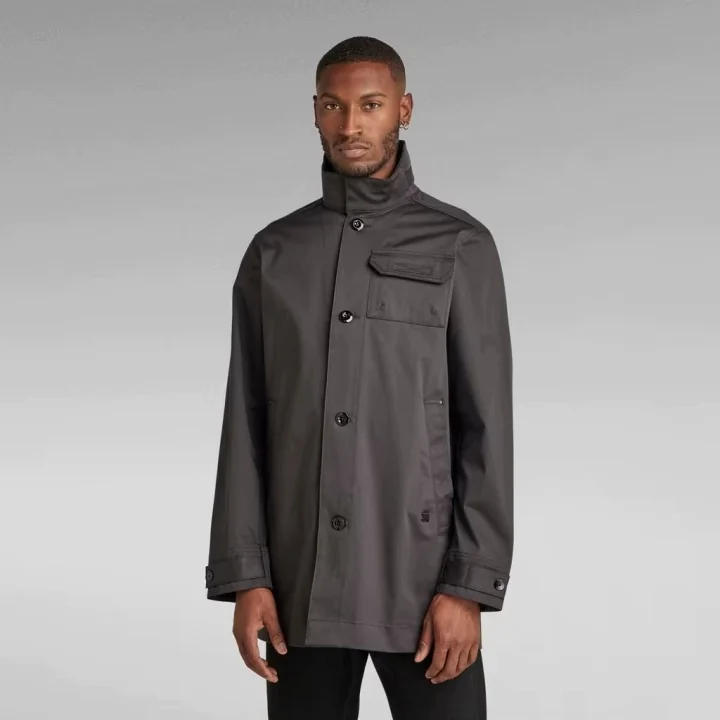 Męski Płaszcz Marka Premium G-Star RAW MFO Utility Trench Raven Bawełna Rozmiar S