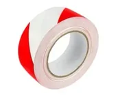 Taśmy klejące - Taśma ostrzegawcza samoprzylepna biało-czerwona - Grand - miniaturka - grafika 1