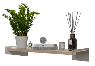 Wisząca Półka Biały W Stylu Skandynawskim + Dąb Sonoma H1-W98 - Półki do salonu Wisząca Półka Biały W Stylu Skandynawskim + Dąb Sonoma H1-W98 - Półki do salonu - miniaturka - grafika 1