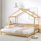 Łóżka dla dzieci i młodzieży - Łóżko z litego drewna Flieks Rozkładane łóżko dziecięce Łóżko domowe Łóżko pojedyncze i łóżko podwójne, 90x200cm/180x200cm Łóżko drewniane Łóżko do pokoju dziecięcego - miniaturka - grafika 1