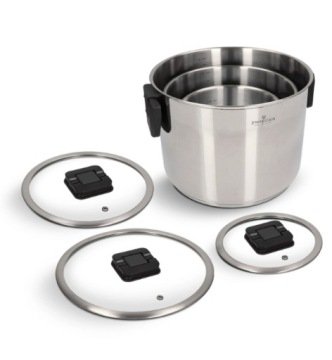 Zwieger Kompact Black Komplet 3 garnków z pokrywkami stal nierdzewna