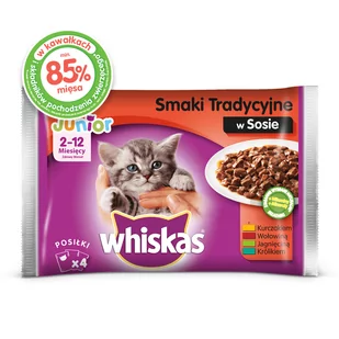 Whiskas Junior Mięsne Dania w sosie 4x100g 17867-uniw - Suplementy i witaminy dla kotów - miniaturka - grafika 1
