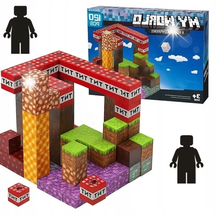 KLOCKI MAGNETYCZNE KLOCKI SZEŚCIANY 120 KLOCKÓW W TYM 2 FIGURKI