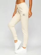 Spodnie sportowe damskie - Beżowe spodnie dresowe damskie Denley F23350 - miniaturka - grafika 1