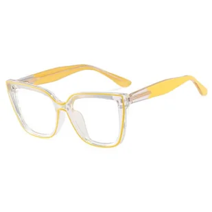 Damskie okulary kocie oczy zerówki do komputera BLUE LIGHT 25150G transparentny/żółty - Okulary korekcyjne, oprawki, szkła - miniaturka - grafika 1