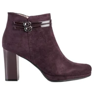 Botki damskie - M.Daszyński Eleganckie Botki Z Paskami czerwone wielokolorowe - ButyModne - miniaturka - grafika 1