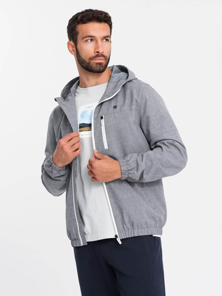 Lekka sportowa męska kurtka z podszewką szara V3 OM-JANP-0136 XL