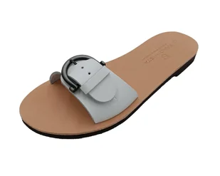 Białe klapki damskie z klamrą ze skóry naturalnej SANDINISTA S4175A [Rozmiar: 37] - Klapki i japonki damskie - miniaturka - grafika 1