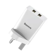 Ładowarki do telefonów - Baseus ładowarka sieciowa 2x USB 2.1A 10,5W (wtyczka UK) biały (CCFS-S02) - miniaturka - grafika 1