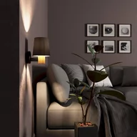 Lampy ścienne - Kinkiet Edale klosz z tkaniny cappuccino, drewno - miniaturka - grafika 1