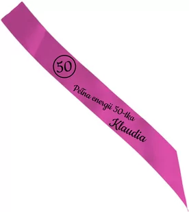 Szarfa personalizowana z imieniem na 50 urodziny - 140 cm - 1 szt. - Urodziny dla dorosłych - miniaturka - grafika 1