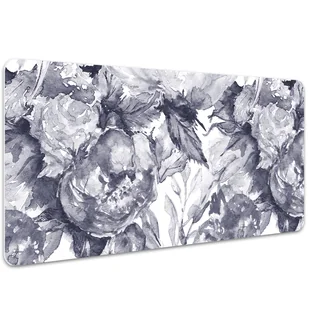 Mata na biurko Szare duże kwiaty 100x50 cm - Podkładki na biurko - miniaturka - grafika 1