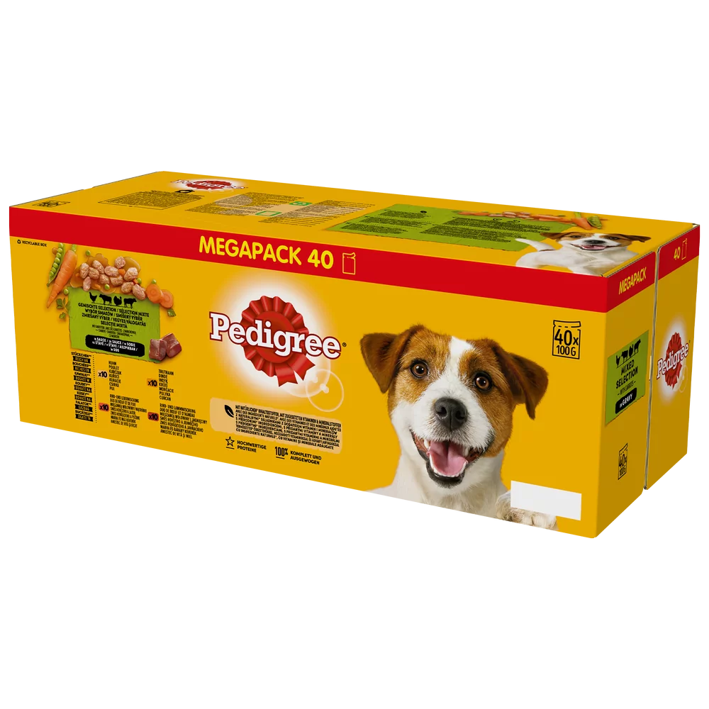 Pedigree Adult saszetka 40x100 g Mix Smaków w Sosie mokra karma pełnoporcjowa dla dorosłych psów kawałki bogate w kurczaka kawałki bogate w mieszankę wołowiny i wątróbki kawałki bogate w indyka