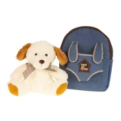 Plecaki - Jeans'owy plecaczek z odpinanym białym pieskiem „Terrier puppy” / HABARRI - miniaturka - grafika 1