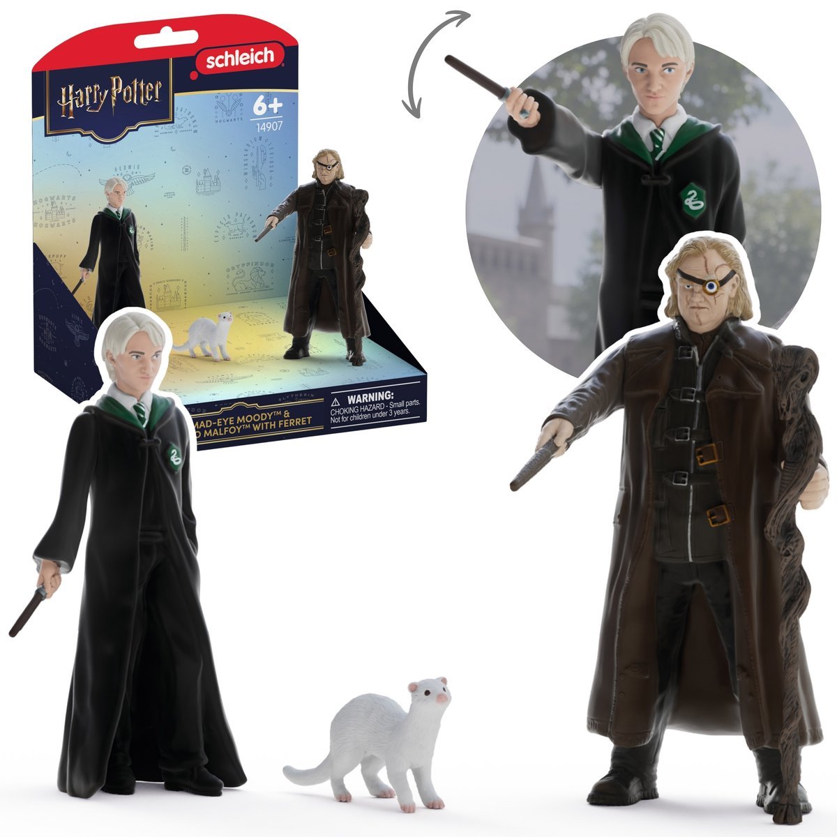 SLH14907 Schleich Harry Potter Szalonooki Moody i Draco Malfoy z fretką, figurka dla dzieci 6+