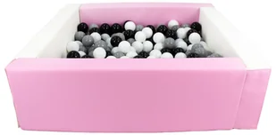 Kwadratowy suchy basen z ekoskóry z 300 piłeczkami (biały, różowy (pastel)/czarny, biały, szary) - Suche baseny - miniaturka - grafika 1
