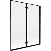 Parawany nawannowe - Mexen Mist parawan nawannowy 2-skrzydłowy prawy 140 x 150 cm, czarna ramka, czarny - 8A9-140-002-70-70-P - miniaturka - grafika 1