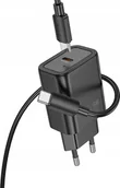 Ładowarki do telefonów - HOCO ładowarka sieciowa Typ C + kabel Typ C do Typ C PD QC 30W N62 czarna - miniaturka - grafika 1