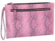 Torebki damskie - Różowa Torebka Kopertówka, Wężowa Skóra - miniaturka - grafika 1