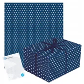 Scrapbooking - Papier OZDOBNY do pakowania PREZENTY na ŚWIĘTA Mikołajki urodziny GRANATOWY - miniaturka - grafika 1