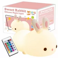 Lampy stojące - Lampka nocna dla dzieci Słodki Królik - lampa RGB LED + TIMER + PILOT - miniaturka - grafika 1