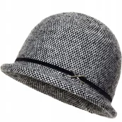 Czapki damskie - Kapelusz damski ELISABETTA Czarny/ecru pepitka - miniaturka - grafika 1