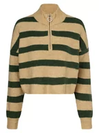 Swetry damskie - Noisy May - Sweter damski  NMNewalice, beżowy|brązowy|zielony - miniaturka - grafika 1
