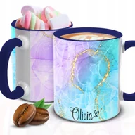 Kubki - Kubek Z Nadrukiem TWOJE IMIĘ W STYLU MARMUROWYM Granatowo Biały Kreator - miniaturka - grafika 1