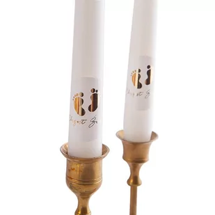 Świece proste, białe na chrzest złote stópki, 24cm, 2szt - Dekoracje i nakrycia stołu na imprezę - miniaturka - grafika 1
