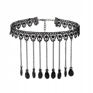 CHOKER Koronkowy Haft Czarny NASZYJNIK Gothic CH01 - Naszyjniki - miniaturka - grafika 1