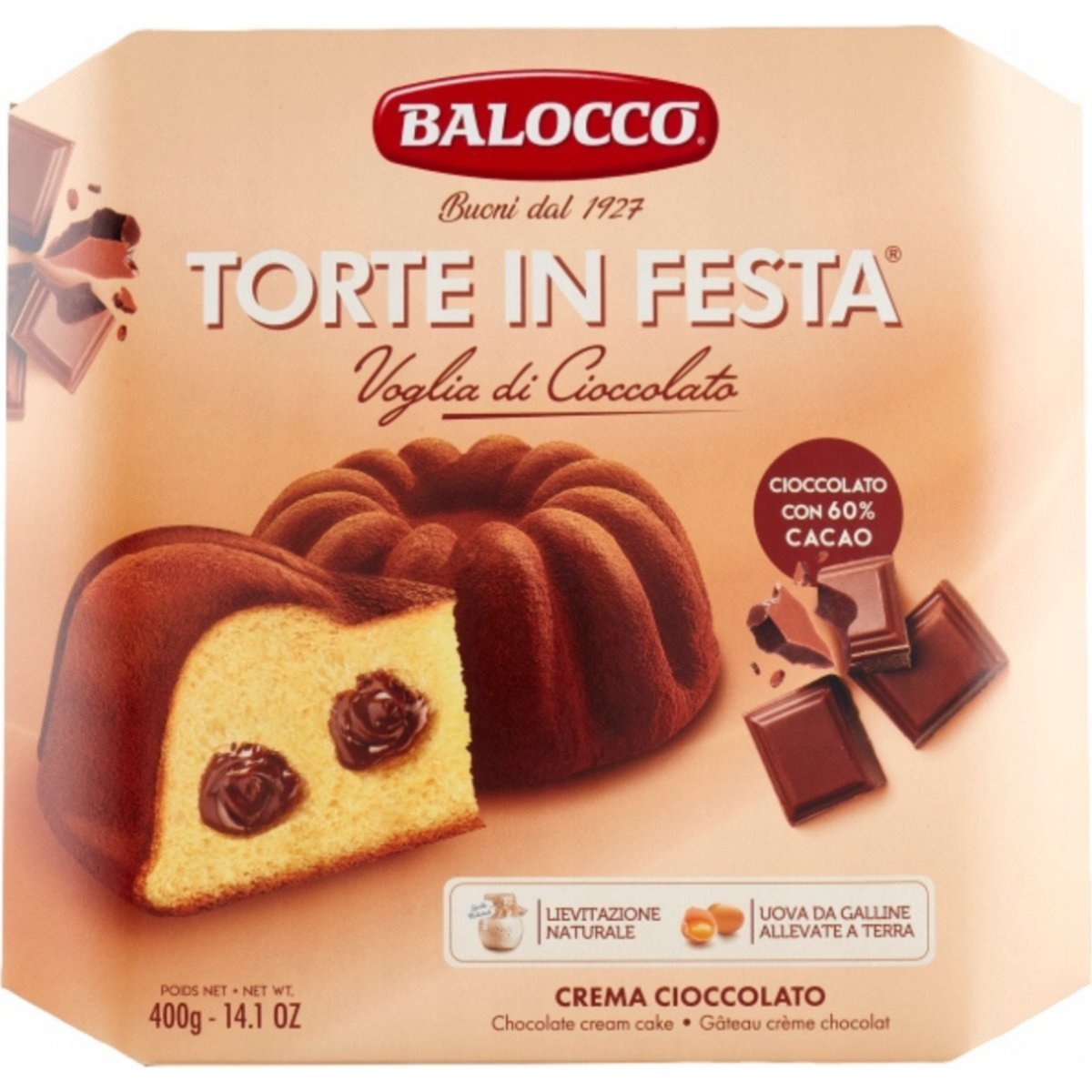 Balocco Torte in Festa Cioccolato 400g włoska babka z kremem czekoladowym