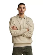 Bluzy męskie - G-STAR RAW Męska bluza polo Loose Sw, Beżowy (Westpoint Khaki D23495-b782-c531), XXL - miniaturka - grafika 1