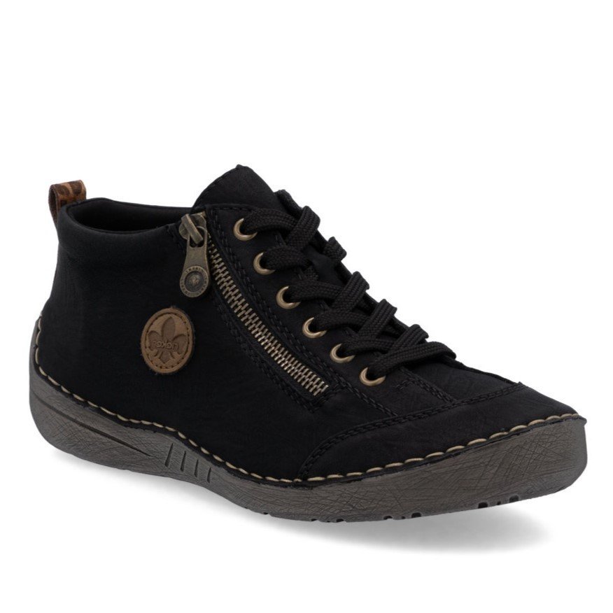 Botki damskie czarne Rieker 52514-00 trzewiki ocieplane jesienne -39