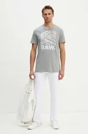 Koszulki męskie - G-Star Raw t-shirt bawełniany kolor szary z nadrukiem D24685-C506 - miniaturka - grafika 1