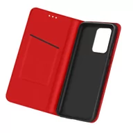 Etui i futerały do telefonów - Skórzane Etui Folio do Samsunga Galaxy A72, Podstawka Wideo Prawdziwa Skóra Czerwone - miniaturka - grafika 1