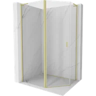 Kabiny prysznicowe - Mexen Mist L kabina prysznicowa pięciokątna asymetryczna uchylna 100x80 cm, transparent, złota szczotkowana - 8A8L-100-080-55-00 - miniaturka - grafika 1