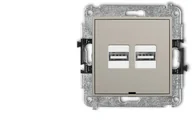 Gniazdka elektryczne - Karlik MINI Mechanizm ładowarki USB podwójnej 2xUSB A, 15,5W max., 5V, 3.1A taupe 60MCUSBBO-6 - miniaturka - grafika 1