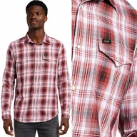 Koszule męskie - Lee Clean Western Shirt Garnet Bawełniana Koszula W Kratę Zatrzaski S - miniaturka - grafika 1
