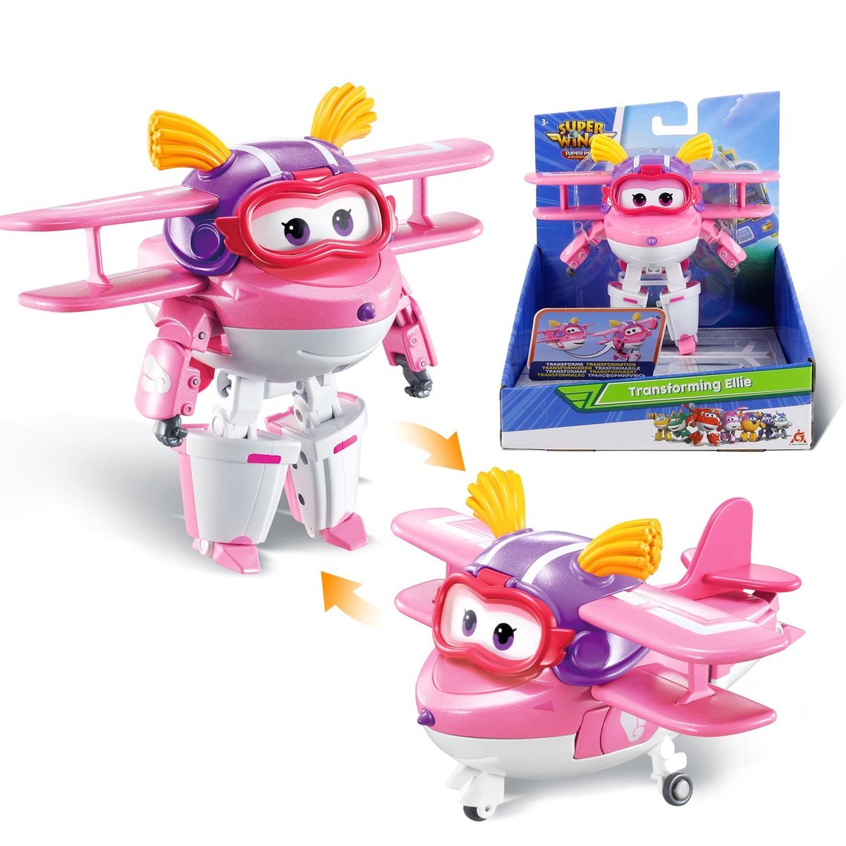 Super Wings Ellie samolot transformowalna zabawka i figurka robota, transformowalny robot, zabawka dla dzieci 3, 4, 5, 6, 7, 8 lat, chłopiec, dziewc..