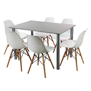 Zestaw stół Lugano 120 szary i 6 krzeseł Milano białych - Meble do sypialni - miniaturka - grafika 1
