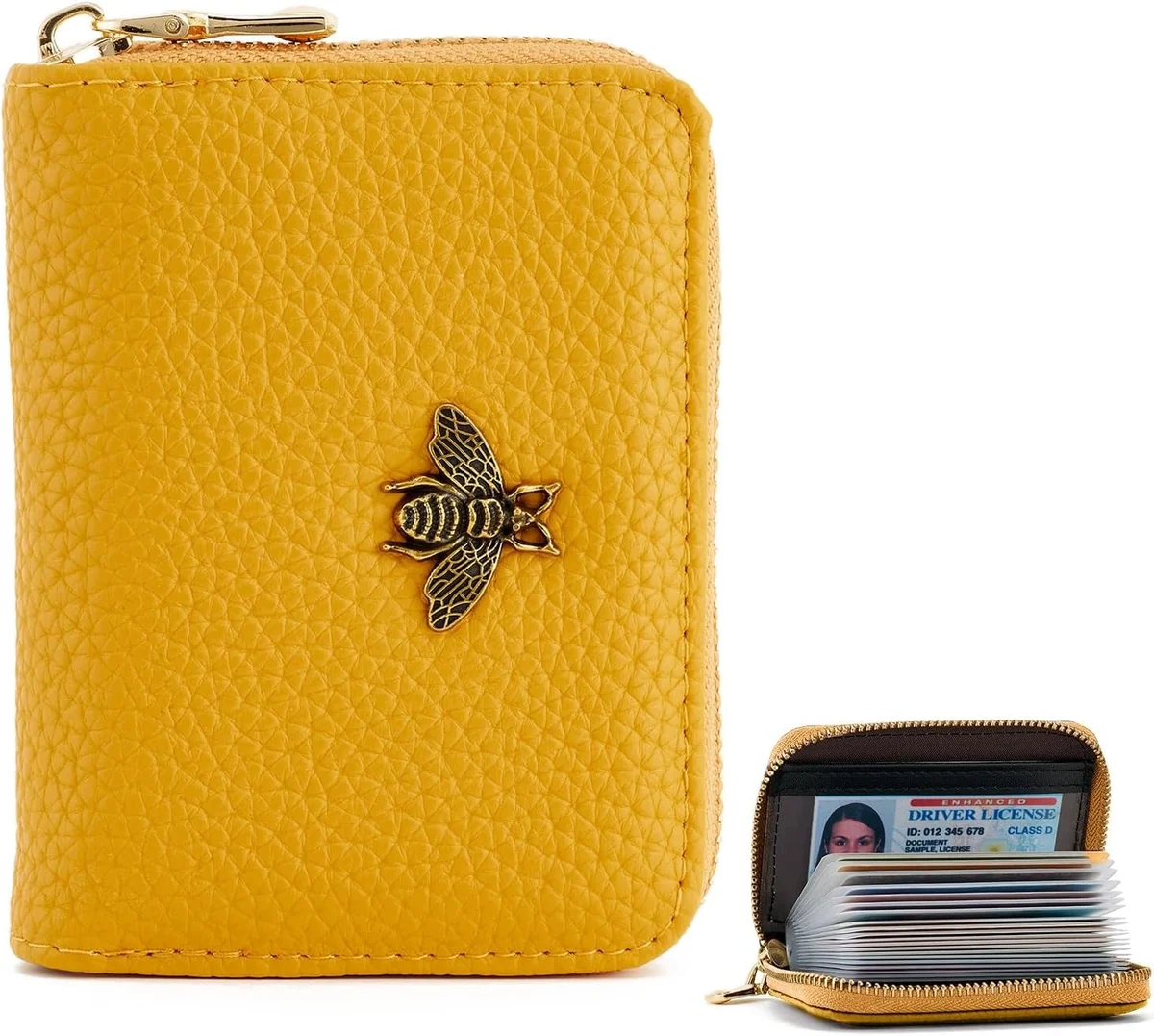 ETUI NA KARTY KREDYTOWE PORTFEL ZAMYKANE RFID POKROWIEC ELEGANCKI ŻÓŁTY