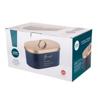 Chlebaki - Chlebak z pokrywą w odcieniu złota 34 x 18 x 15 cm granatowy mat - miniaturka - grafika 1