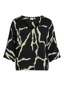 Bluzki damskie - Vila Bluzka w kolorze czarno-beżowym - miniaturka - grafika 1