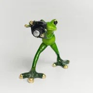 Figurki dekoracyjne - Figurka Dekoracyjna Ozdoba Zielona Żaba Chudy Fotograf - miniaturka - grafika 1