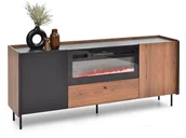 Komody - LUKSUSOWA KOMODA DO SALONU Z KOMINKIEM PUERTO P16 ORZECH CZARNY - miniaturka - grafika 1