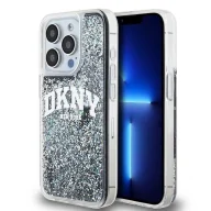 Etui i futerały do telefonów - Etui DKNY Liquid Glitter Big Logo na iPhone 14 Pro - czarne - miniaturka - grafika 1