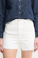 Spodnie sportowe damskie - Calvin Klein Jeans szorty jeansowe damskie kolor biały gładkie high waist J20J225153 - miniaturka - grafika 1